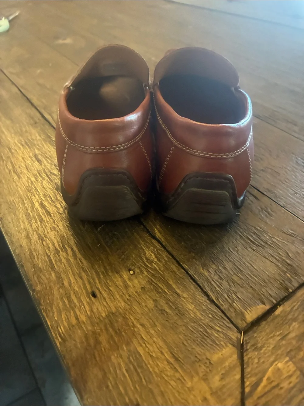 Ecco Men's Chestnut Brown Leather Slip-On Loafers (like new)